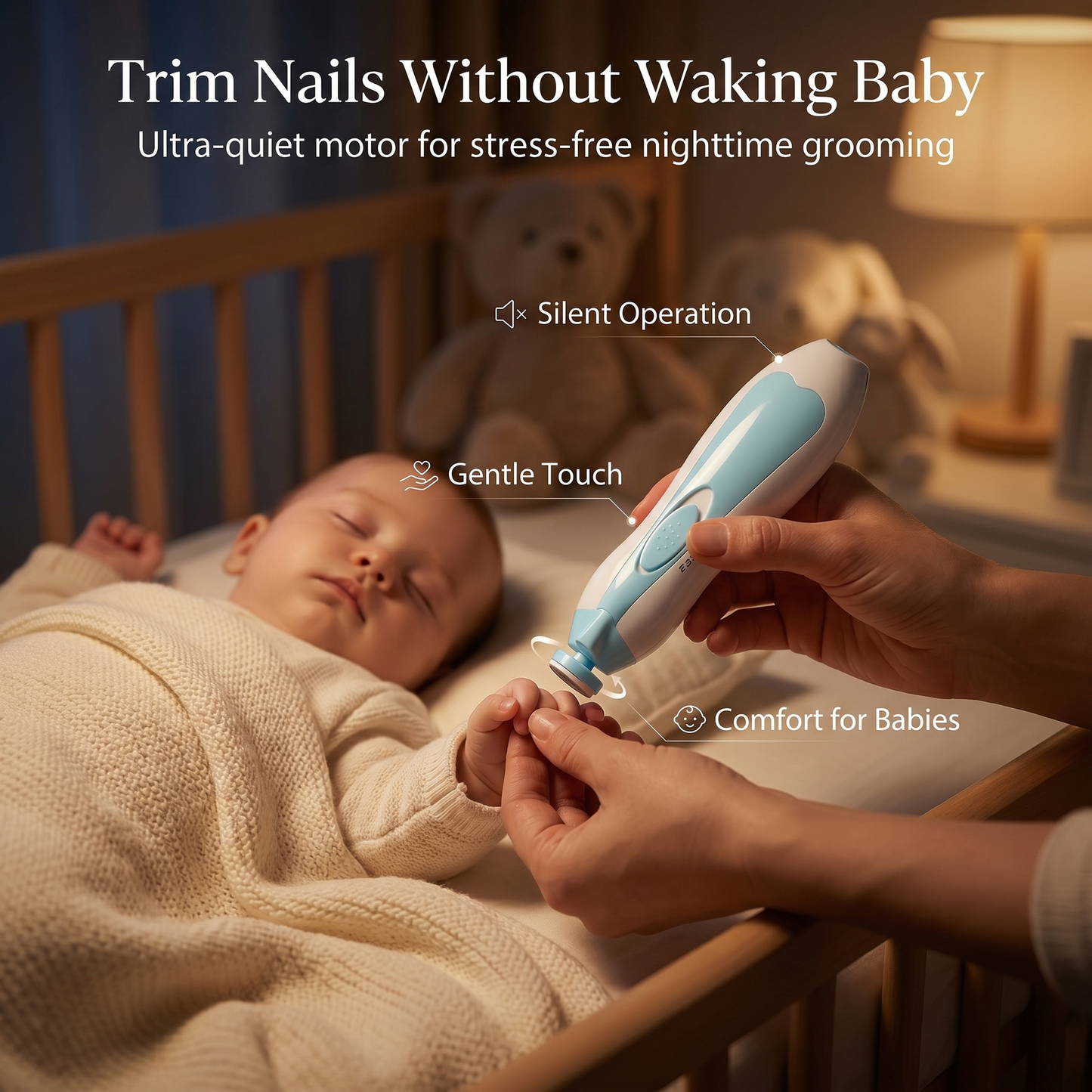 Electric baby nail trimmer with grinding heads for newborn infant and toddler
